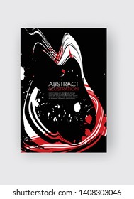 Ink brush stroke on black background. Japanese style. Vector illustration of grunge strip stains. Vector wave brushes illustration.