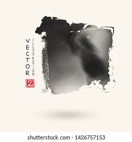 Ink brush stroke on white background. Japanese style. Vector illustration of grunge stains