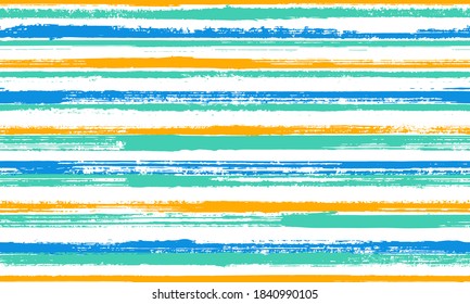 Ink brush stroke parallel lines vector seamless pattern. Trendy summer fashion design. Old style geometric parallel lines, striles background swatch. Seamless backdrop.