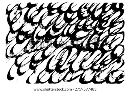 Ink brush stroke pattern. Brush smear line marks, black stain background, splash frame texture, abstract ink paintbrush shape, scratch brushstroke pattern