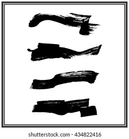 Ink brush stroke with rough edges. Grunge Brush Stroke.