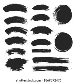 Ink brush stroke set, black smear collection, grunge effect