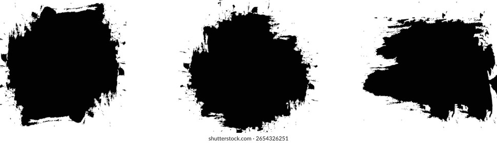 Conjunto de pinceladas de tinta, colección de frotis de grunge negro. 