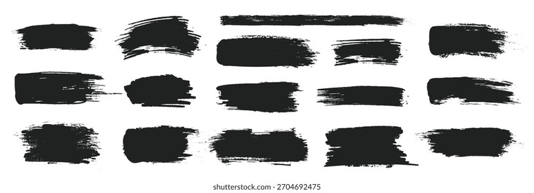 Conjunto de pinceladas de tinta, colección de frotis de grunge negro