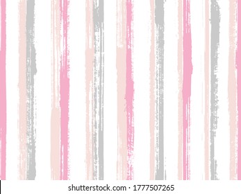 Ink brush stroke straight lines vector seamless pattern. Cool bedding textile print design. Old style geometric straight lines, stripes background graphics. Endless backdrop.