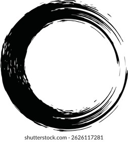 Pincelada de tinta trazo taichi círculo diseño tradicional estilo chino marco redondo decoración elemento de Vector