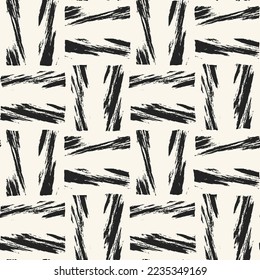 Ink Brush Stroke Textured Checked Pattern
