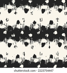 Ink Brush Stroke Textured Dotted and Striped Pattern