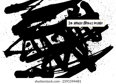 Ink brush strokes background. Grunge Brush strokes Background. Grunge texture Background. Abstract Black and white grunge texture.
Vector brush stroke texture. Black ink, paint splatter.