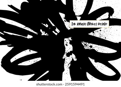 Ink brush strokes background. Grunge Brush strokes Background. Grunge texture Background. Abstract Black and white grunge texture.
Vector brush stroke texture. Black ink, paint splatter.