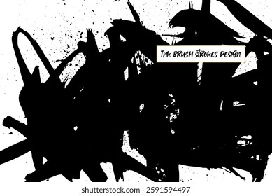 Ink brush strokes background. Grunge Brush strokes Background. Grunge texture Background. Abstract Black and white grunge texture.
Vector brush stroke texture. Black ink, paint splatter.