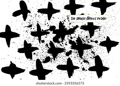 Ink brush strokes background. Grunge Brush strokes Background. Grunge texture Background. Abstract Black and white grunge texture.
Vector brush stroke texture. Black ink, paint splatter.