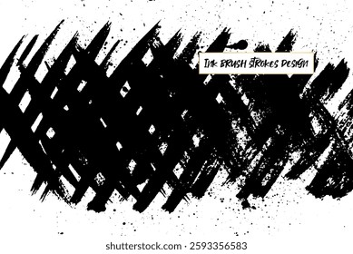 Ink brush strokes background. Grunge Brush strokes Background. Grunge texture Background. Abstract Black and white grunge texture. Vector brush stroke texture. Black ink, paint splatter.