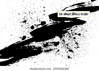 Ink brush strokes background. Grunge Brush strokes Background. Grunge texture Background. Abstract Black and white grunge texture.
Vector brush stroke texture. Black ink, paint splatter.