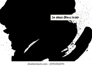 Ink brush strokes background. Grunge Brush strokes Background. Grunge texture Background. Abstract Black and white grunge texture. Vector brush stroke texture. Black ink, paint splatter.