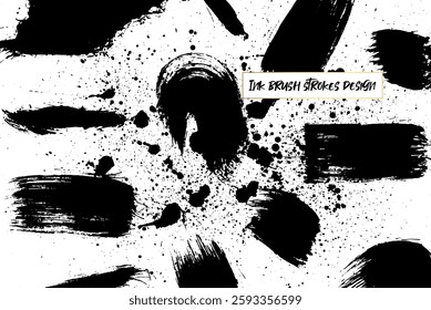 Ink brush strokes background. Grunge Brush strokes Background. Grunge texture Background. Abstract Black and white grunge texture.
Vector brush stroke texture. Black ink, paint splatter.