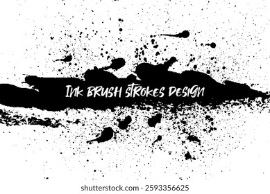 Ink brush strokes background. Grunge Brush strokes Background. Grunge texture Background. Abstract Black and white grunge texture. Vector brush stroke texture. Black ink, paint splatter.