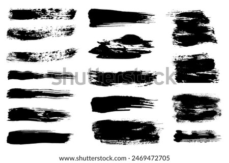 Ink brush strokes, black paint, brushes, lines, grungy. Grunge artistic black paint stokes