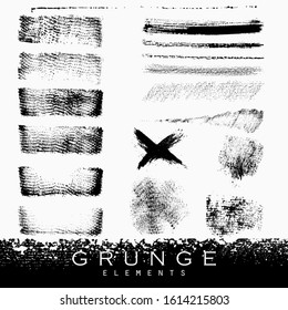 Ink brush strokes, brushes, lines, grungy elements, artistic hand drawing collection Vector illustration