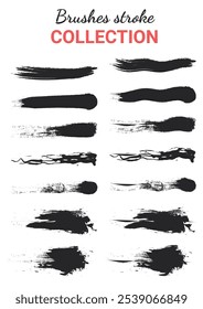 Ink Brush strokes collection on the white background. Design elements.