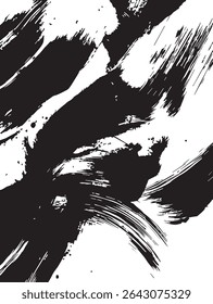 Ink Brush Strokes Forming Abstract Patterns on White Background for Artistic, Modern, or Calligraphy Design