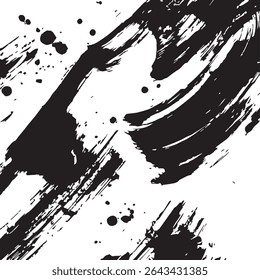 Ink Brush Strokes Forming Abstract Patterns on White Background for Artistic, Modern, or Calligraphy Design