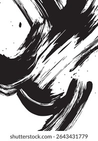 Ink Brush Strokes Forming Abstract Patterns on White Background for Artistic, Modern, or Calligraphy Design