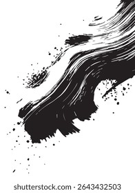 Ink Brush Strokes Forming Abstract Patterns on White Background for Artistic, Modern, or Calligraphy Design