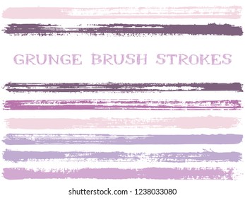 ink brush strokes isolated design elements. Set of paint lines. Cool stripes, textured paintbrush stroke shapes. Collection of ink brushes, stripes isolated on white, vector paint samples.