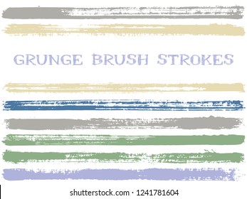 ink brush strokes isolated design elements. Set of paint lines. Creative stripes, textured paintbrush stroke shapes. Collection of ink brushes, stripes isolated on white, vector paint samples.