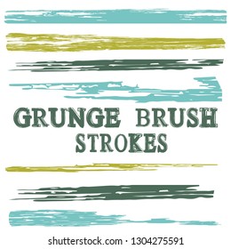 Ink brush strokes isolated design elements. Set of paint lines. Modern stripes, textured paintbrush stroke shapes. Collection of ink brushes, stripes isolated on white, vector paint samples