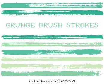 ink brush strokes isolated design elements. Set of paint lines. Urban stripes, textured paintbrush stroke shapes. Collection of ink brushes, stripes isolated on white, vector paint samples.