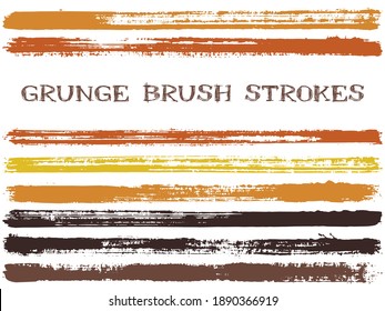 Pinselstriche mit Tinte isolierte Designelemente. Satz von Farblinien. Vintage Streifen, strukturierte Pinselstriche. Sammlung von Farbpinseln, Streifen einzeln auf Weiß, Vektorgrafik-Proben.