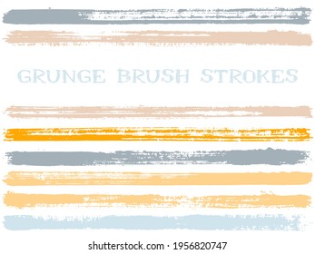 ink brush strokes isolated design elements. Set of paint lines. Modern stripes, textured paintbrush stroke shapes. Collection of ink brushes, stripes isolated on white, vector paint samples.