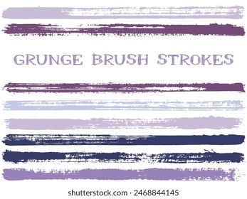 ink brush strokes isolated design elements. Set of paint lines. Abstract stripes, textured paintbrush stroke shapes. Collection of ink brushes, stripes isolated on white, vector paint samples.