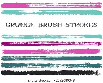 ink brush strokes isolated design elements. Set of paint lines. Modern stripes, textured paintbrush stroke shapes. Collection of ink brushes, stripes isolated on white, vector paint samples.