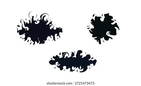 Ink brush strokes, brush, lines, dirty. Dirty abstract design element. Vector illustration. Isolated on a white background. Forming a scary face.
