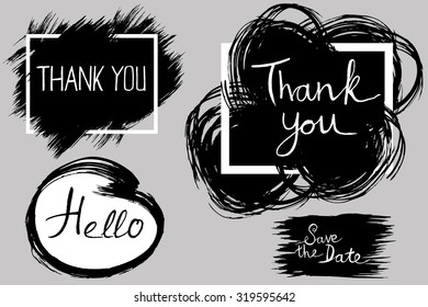 Ink brush strokes with rough edges. Abstract background. Dry brush illustration. Abstract background with letters.