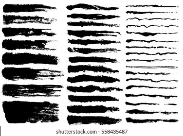 Ink brush strokes, Set of paint spots. hand made creative abstract design. vector