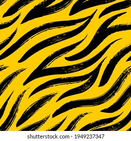 Ink brush style yellow tiger pattern background 