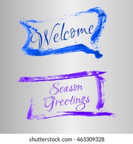 ink brush vector banner set with typographic, welcome and season greetings.