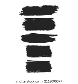 Ink brushstroke and paintbrush template with splashes grunge. Vector set of ink brush stroke. Dirty artistic design elements. Grunge splatter, dirt stain