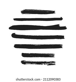 Ink brushstroke and paintbrush template with splashes grunge. Vector set of ink brush stroke. Dirty artistic design elements. Grunge splatter, dirt stain