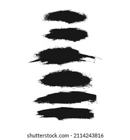 Modèle de brosse à encre et de pinceau à brosse peinte avec grunge éclaboussé. Image vectorielle ensemble de traits de brosse à encre. Des éléments de design artistique sales. Éclaboussures de grunge, tache de terre