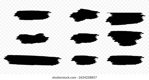 Ink brushstroke and paintbrush template with splashes grunge. Vector set black ink brush stroke. Dirty artistic design. Marker brush texture Vector hand drawn brush eps 10
