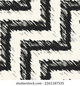 Ink Brushstrokes Textured Zigzag Pattern