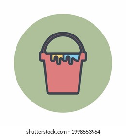 Ink Bucket Icon Vector Style 8. simple illustration. Editable stroke. Design template vector