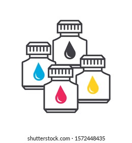 Ink can icon. Basic pictograms of ink colors. Editable vector.