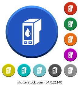 Ink cartridge round color beveled buttons with smooth surfaces and flat white icons