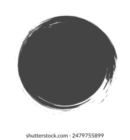 Ink circle drawing with texture of brush strokes. Vector illustration